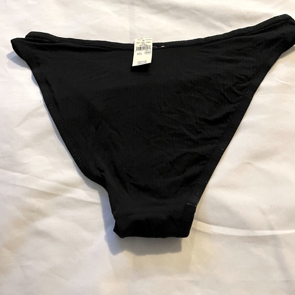 Sz L aerie ladiesribbed high cut  bikini underwear black new with tag never worn - Picture 2 of 4